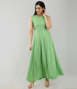inna Women Gown Light Green Dress - Buy ...